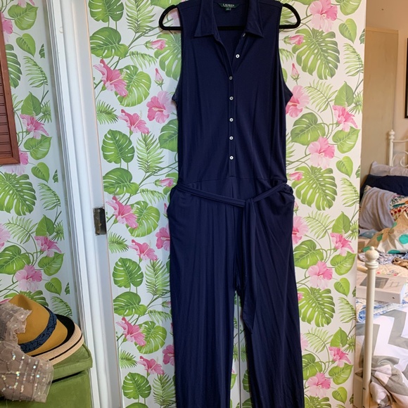 Lauren Ralph Lauren Dresses & Skirts - Collared button-down tie-waist wide-leg jumpsuit